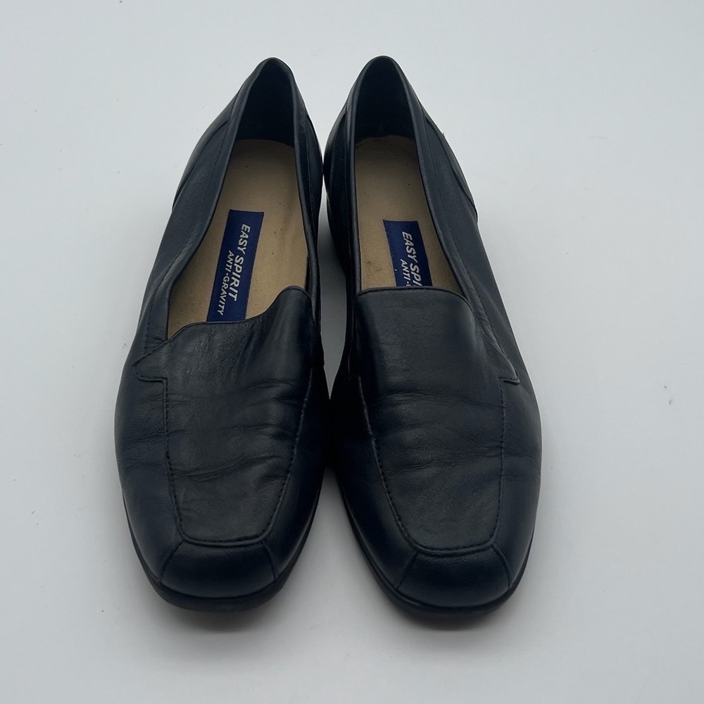 Easy Spirit Anti-Gravity Treasure Black Leather Square Toe Loafers Womens 7 1/2